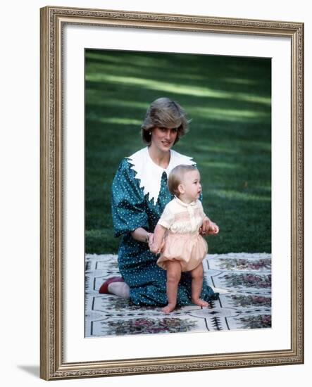 Princess of Wales with William in New Zealand, April 1983-null-Framed Photographic Print