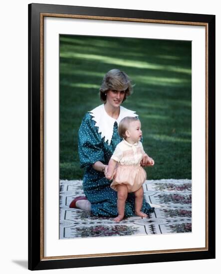 Princess of Wales with William in New Zealand, April 1983--Framed Photographic Print