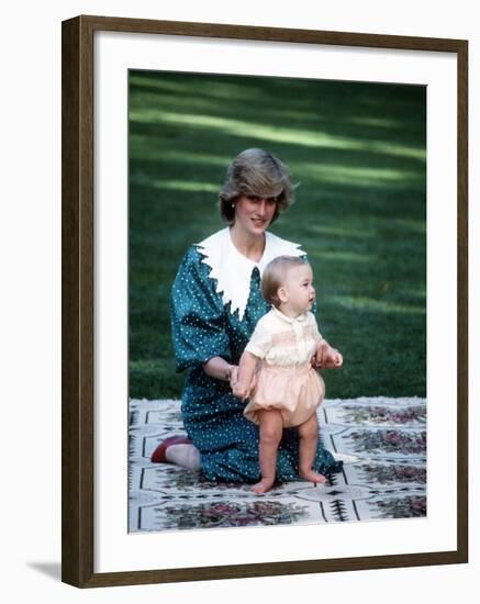 Princess of Wales with William in New Zealand, April 1983--Framed Photographic Print