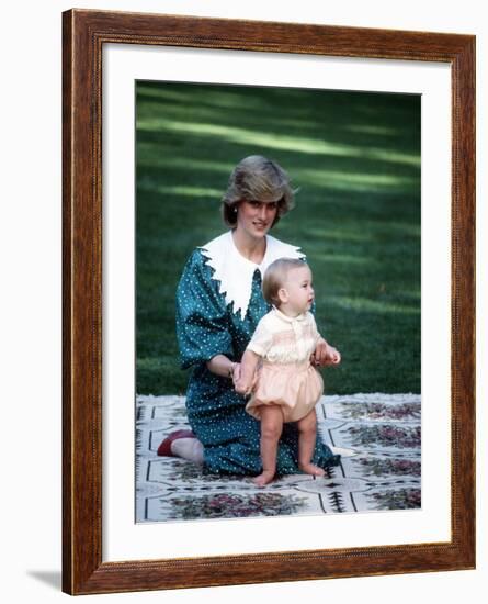 Princess of Wales with William in New Zealand, April 1983-null-Framed Photographic Print