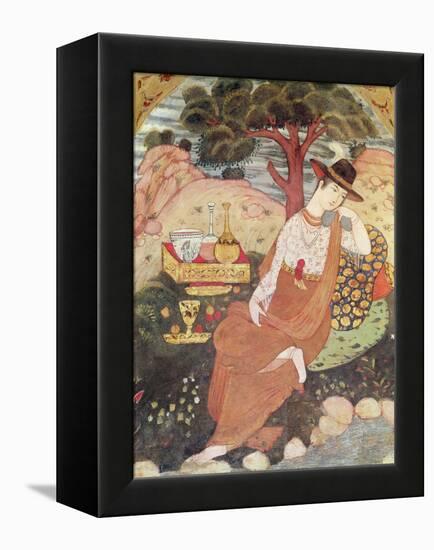 Princess Sitting in a Garden, Safavid Dynasty-null-Framed Premier Image Canvas