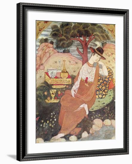 Princess Sitting in a Garden, Safavid Dynasty-null-Framed Giclee Print