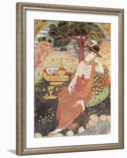 Princess Sitting in a Garden, Safavid Dynasty-null-Framed Giclee Print