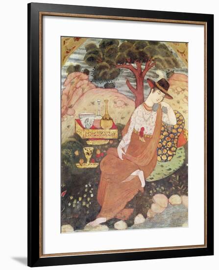 Princess Sitting in a Garden, Safavid Dynasty-null-Framed Giclee Print