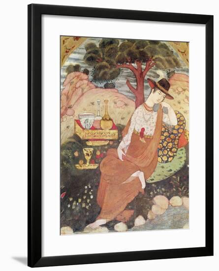 Princess Sitting in a Garden, Safavid Dynasty-null-Framed Giclee Print