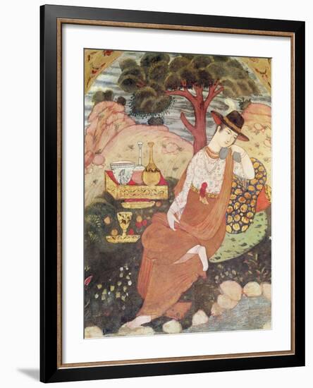 Princess Sitting in a Garden, Safavid Dynasty-null-Framed Giclee Print