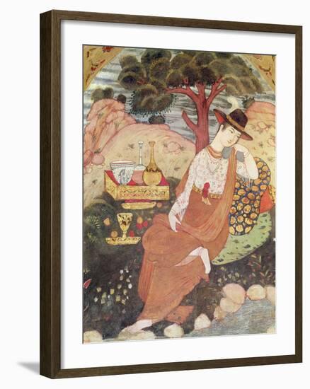 Princess Sitting in a Garden, Safavid Dynasty-null-Framed Giclee Print