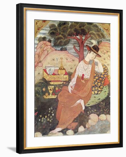 Princess Sitting in a Garden, Safavid Dynasty-null-Framed Giclee Print