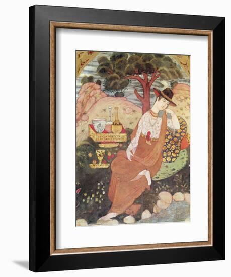 Princess Sitting in a Garden, Safavid Dynasty-null-Framed Giclee Print