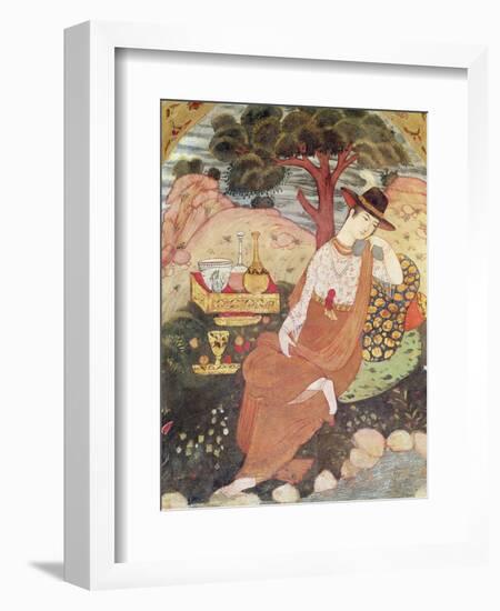 Princess Sitting in a Garden, Safavid Dynasty-null-Framed Giclee Print