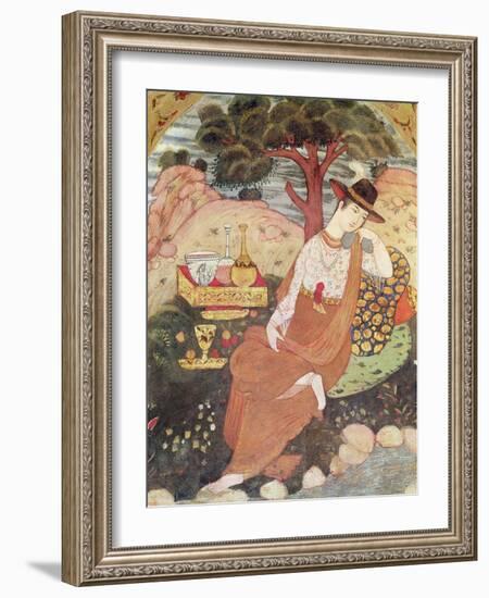 Princess Sitting in a Garden, Safavid Dynasty-null-Framed Giclee Print