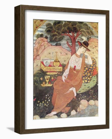 Princess Sitting in a Garden, Safavid Dynasty-null-Framed Giclee Print