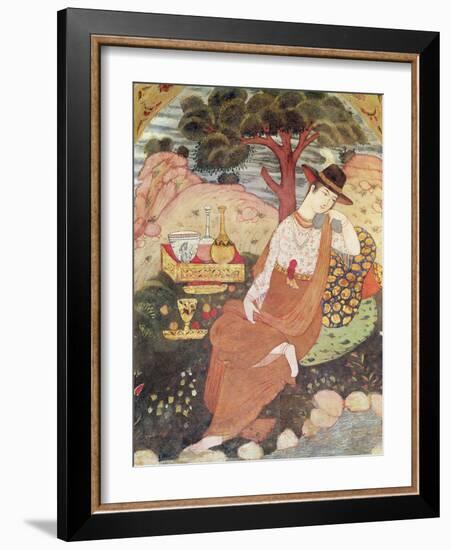 Princess Sitting in a Garden, Safavid Dynasty-null-Framed Giclee Print