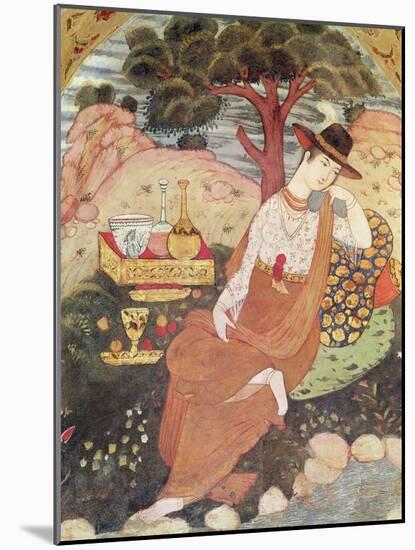 Princess Sitting in a Garden, Safavid Dynasty-null-Mounted Giclee Print