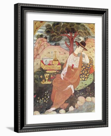 Princess Sitting in a Garden, Safavid Dynasty-null-Framed Giclee Print