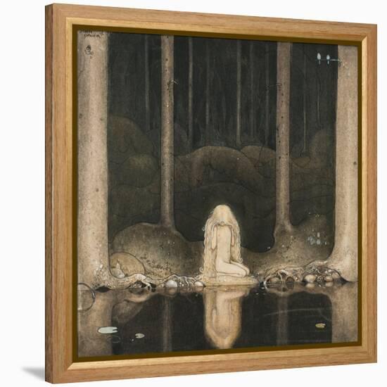 Princess Tuvstarr Is Still Sitting There Wistfully Looking into the Water, 1913-John Bauer-Framed Premier Image Canvas