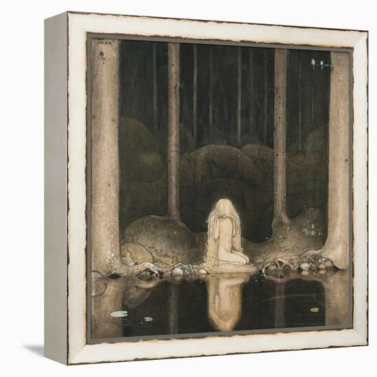 Princess Tuvstarr Is Still Sitting There Wistfully Looking into the Water, 1913-John Bauer-Framed Premier Image Canvas