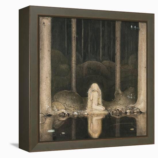 Princess Tuvstarr Is Still Sitting There Wistfully Looking into the Water, 1913-John Bauer-Framed Premier Image Canvas