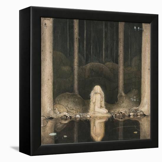 Princess Tuvstarr Is Still Sitting There Wistfully Looking into the Water, 1913-John Bauer-Framed Premier Image Canvas