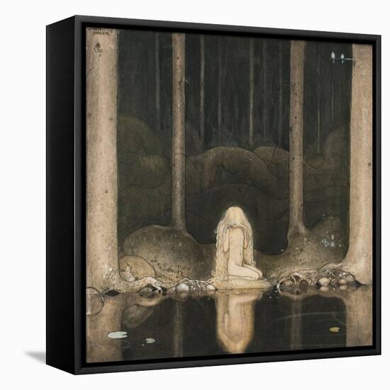 Princess Tuvstarr Is Still Sitting There Wistfully Looking into the Water, 1913-John Bauer-Framed Premier Image Canvas
