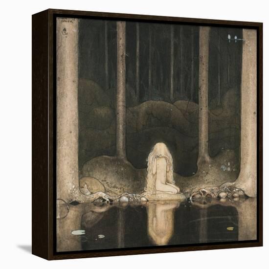 Princess Tuvstarr Is Still Sitting There Wistfully Looking into the Water, 1913-John Bauer-Framed Premier Image Canvas