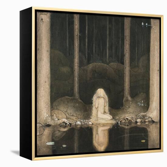 Princess Tuvstarr Is Still Sitting There Wistfully Looking into the Water, 1913-John Bauer-Framed Premier Image Canvas