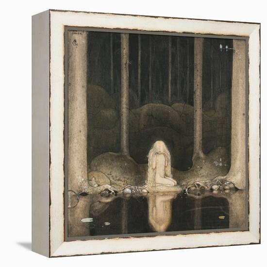 Princess Tuvstarr Is Still Sitting There Wistfully Looking into the Water, 1913-John Bauer-Framed Premier Image Canvas