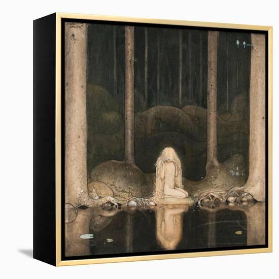 Princess Tuvstarr Looking at the Water of the Lake with Nostalgia, 1913 (W/C on Paper)-John Bauer-Framed Premier Image Canvas