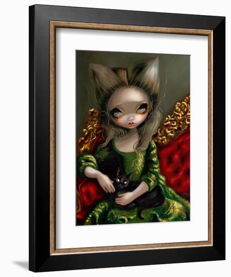 Princess with a Black Cat-Jasmine Becket-Griffith-Framed Art Print