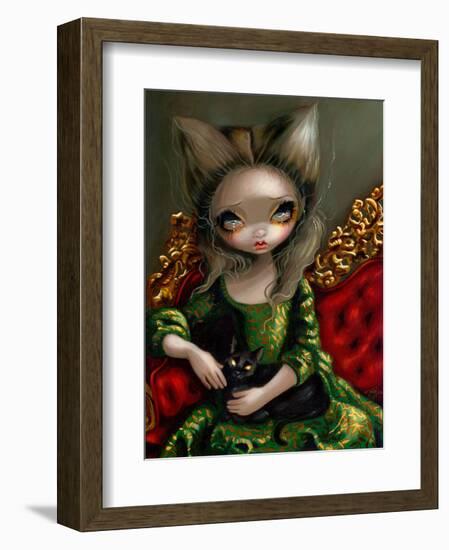 Princess with a Black Cat-Jasmine Becket-Griffith-Framed Art Print