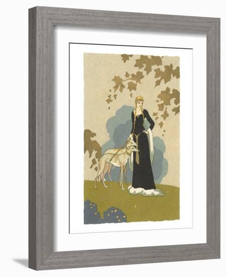 Princess with Whippets-null-Framed Art Print