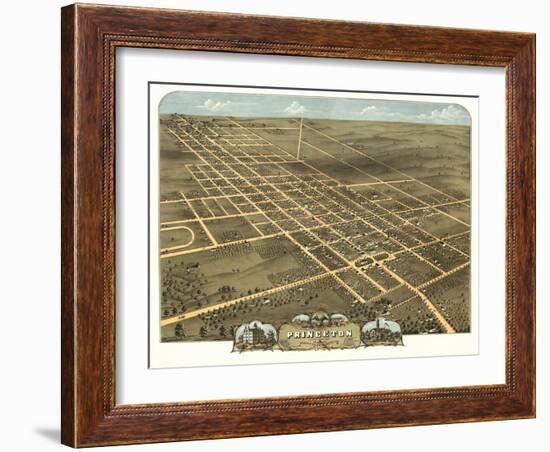 Princeton, Illinois - Panoramic Map-Lantern Press-Framed Art Print