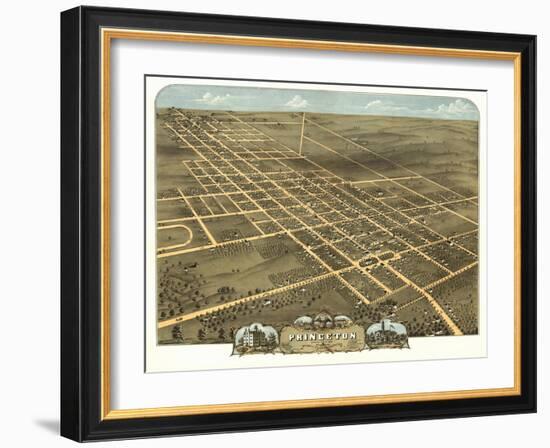 Princeton, Illinois - Panoramic Map-Lantern Press-Framed Art Print