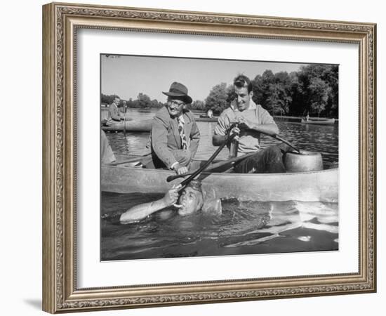 Princeton University Student George Montgomery Drinking Beer from a Hose-null-Framed Premium Photographic Print