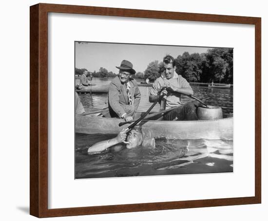 Princeton University Student George Montgomery Drinking Beer from a Hose-null-Framed Premium Photographic Print