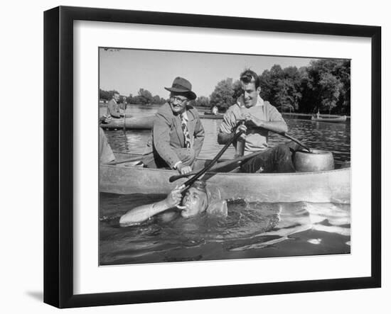 Princeton University Student George Montgomery Drinking Beer from a Hose-null-Framed Premium Photographic Print