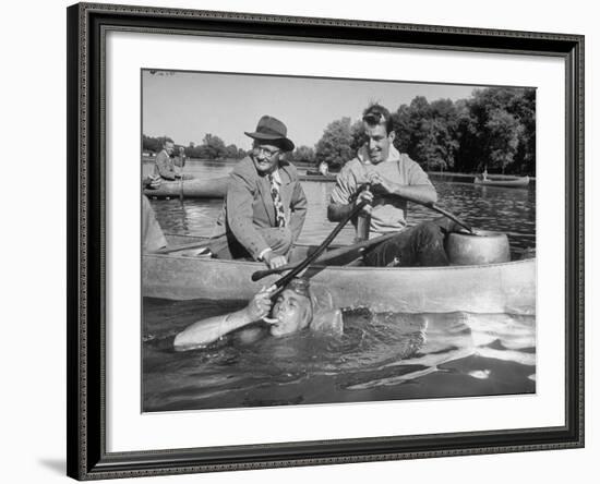 Princeton University Student George Montgomery Drinking Beer from a Hose-null-Framed Photographic Print