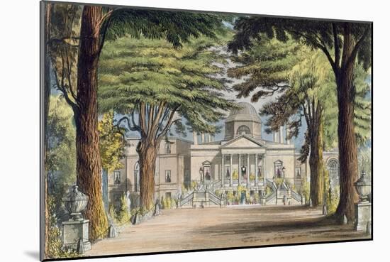 Principal Front of Chiswick House, from R. Ackermann's-John Gendall-Mounted Giclee Print