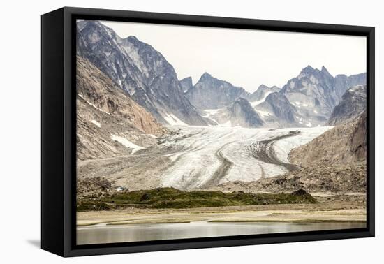 Prins Christian Sund, lateral and medial moraines on Igdlorssuit Glacier, southern Greenland, Polar-Tony Waltham-Framed Premier Image Canvas