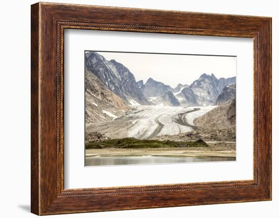 Prins Christian Sund, lateral and medial moraines on Igdlorssuit Glacier, southern Greenland, Polar-Tony Waltham-Framed Photographic Print