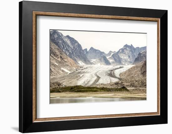 Prins Christian Sund, lateral and medial moraines on Igdlorssuit Glacier, southern Greenland, Polar-Tony Waltham-Framed Photographic Print