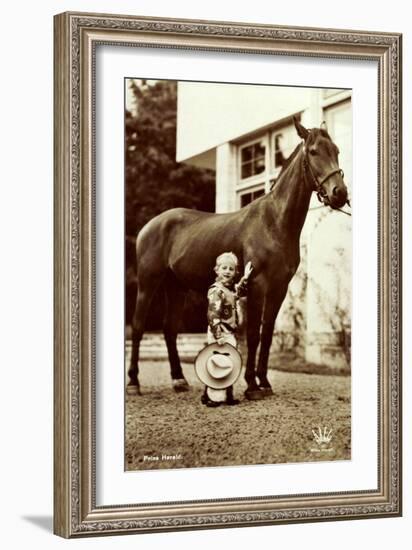 Prins Harald, Prinz Harald Von Norwegen Als Cowboy, Kleines Kind, Pferd-null-Framed Giclee Print