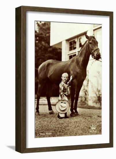 Prins Harald, Prinz Harald Von Norwegen Als Cowboy, Kleines Kind, Pferd-null-Framed Giclee Print