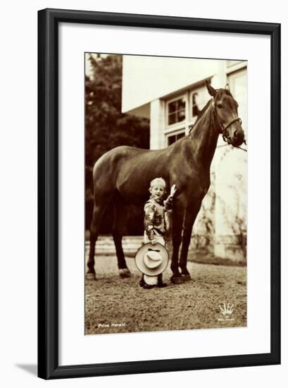 Prins Harald, Prinz Harald Von Norwegen Als Cowboy, Kleines Kind, Pferd-null-Framed Giclee Print