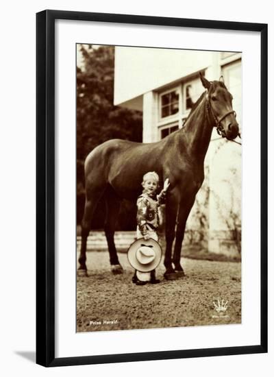 Prins Harald, Prinz Harald Von Norwegen Als Cowboy, Kleines Kind, Pferd-null-Framed Giclee Print