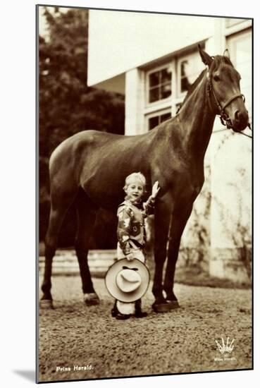 Prins Harald, Prinz Harald Von Norwegen Als Cowboy, Kleines Kind, Pferd-null-Mounted Giclee Print