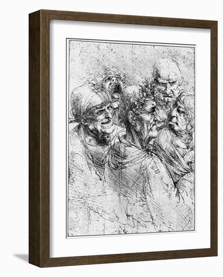 Print After a Drawing of Five Characters in a Comic Scene by Leonardo da Vinci-Bettmann-Framed Giclee Print