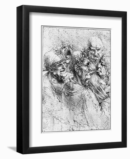 Print After a Drawing of Five Characters in a Comic Scene by Leonardo da Vinci-Bettmann-Framed Giclee Print