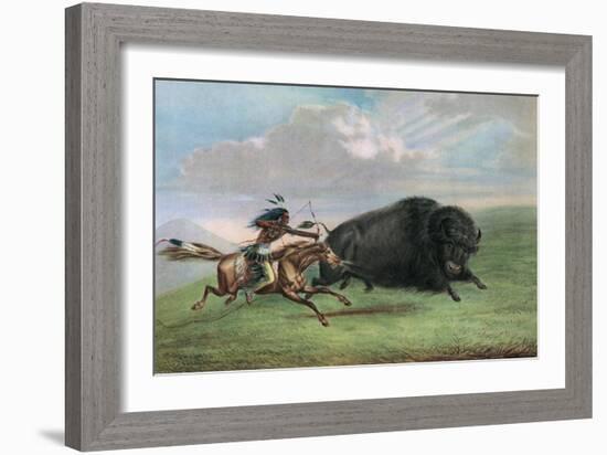 Print after Buffalo Hunt by George Catlin, C.1920-George Catlin-Framed Giclee Print