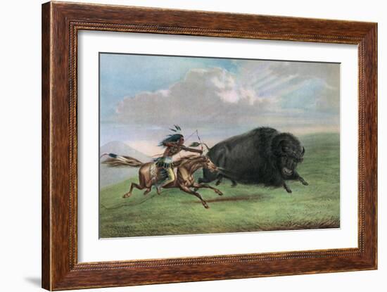 Print after Buffalo Hunt by George Catlin, C.1920-George Catlin-Framed Giclee Print